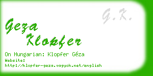 geza klopfer business card