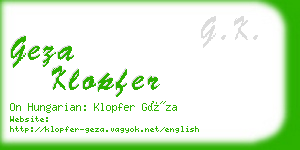 geza klopfer business card